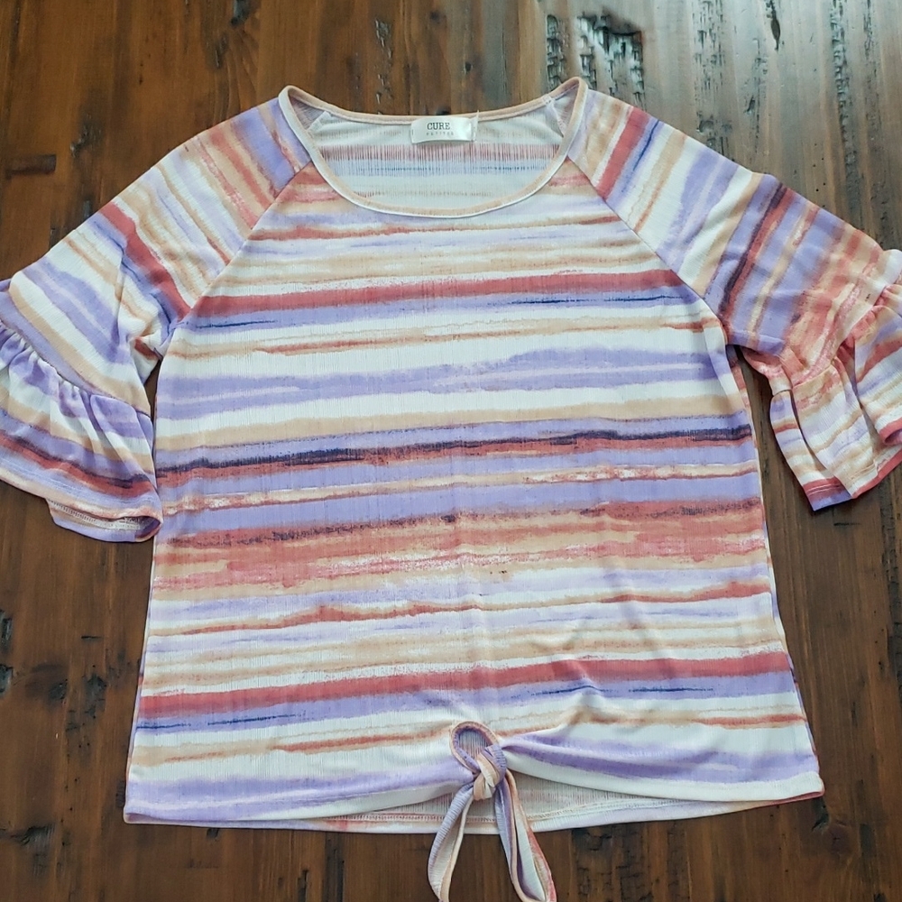 CURE Petites Striped Multicolor Women's Blouse Size SP